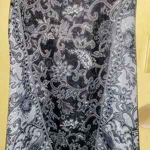 Reversible scarf! Long- black and silver, with fringe!